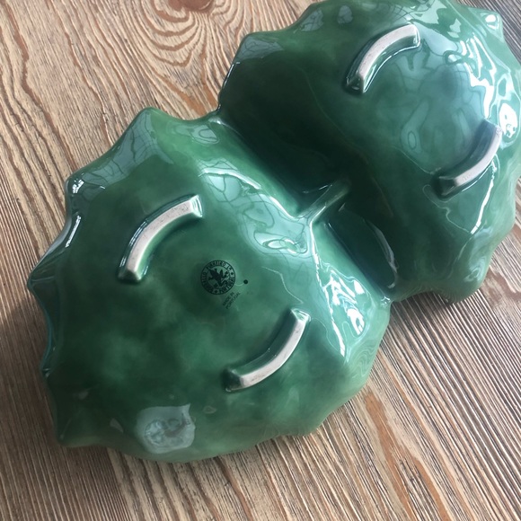 Bordallo Pinheiro Majolica Green Cabbage Ceramic two part Serving Bowl - Picture 7 of 10